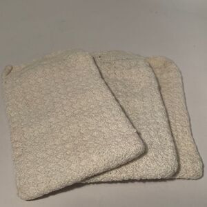 1367 Set of 3 Hand Crocheted Vintage White Cotton Lined Jewelry Bags